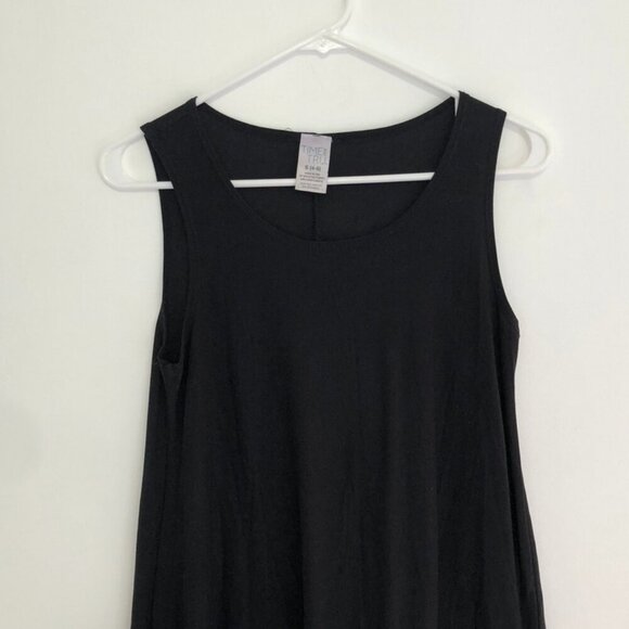 TIME AND TRU Sleeveless Knit Dress Solid Black Round Neck Short Mini Shift Small - Picture 4 of 13